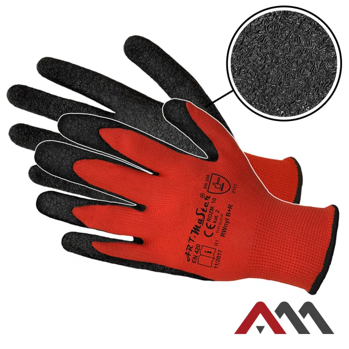 RWNyl Black+Red - Pracovné rukavice máčané v latexe (EN388)