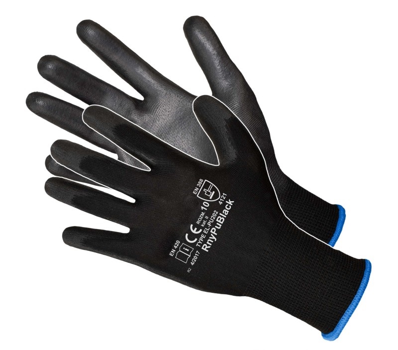 Pracovné rukavice máčané Polyuretane RNYPU-Black