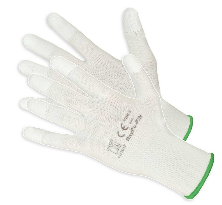 Pracovné rukavice máčané Polyuretane RNYPU-FIN-White