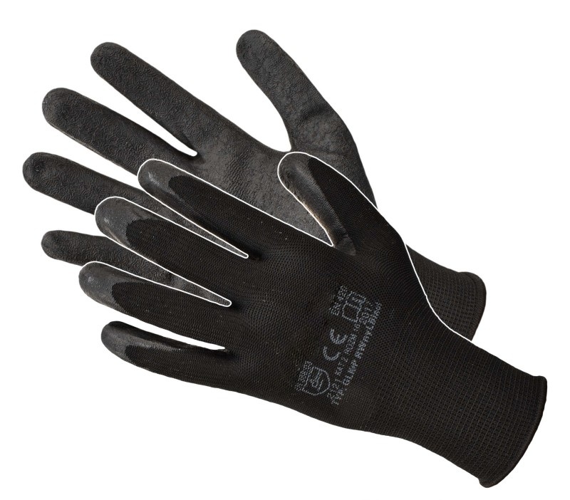 Pracovné rukavice RW-Grip Black máčané v hruhom Latexe 