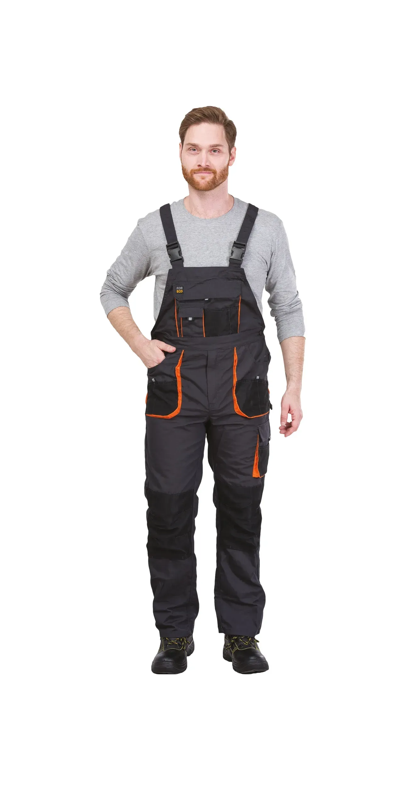 FORECO Montérkové nohavice na traky ORG (gráfitová sivá / oranžová)