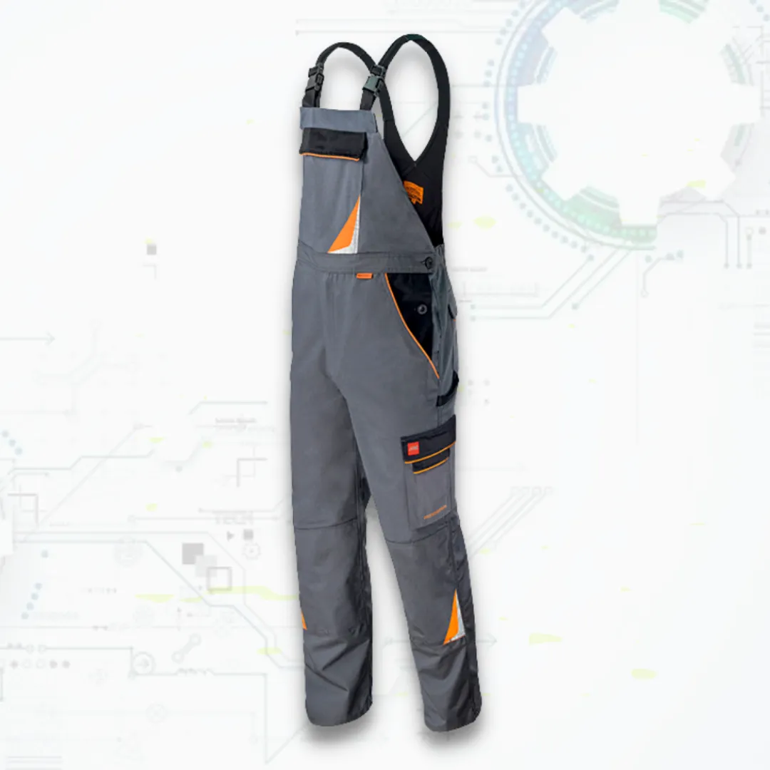 Professional Grey ORG Montérkové pracovné nohavice na traky (D112)