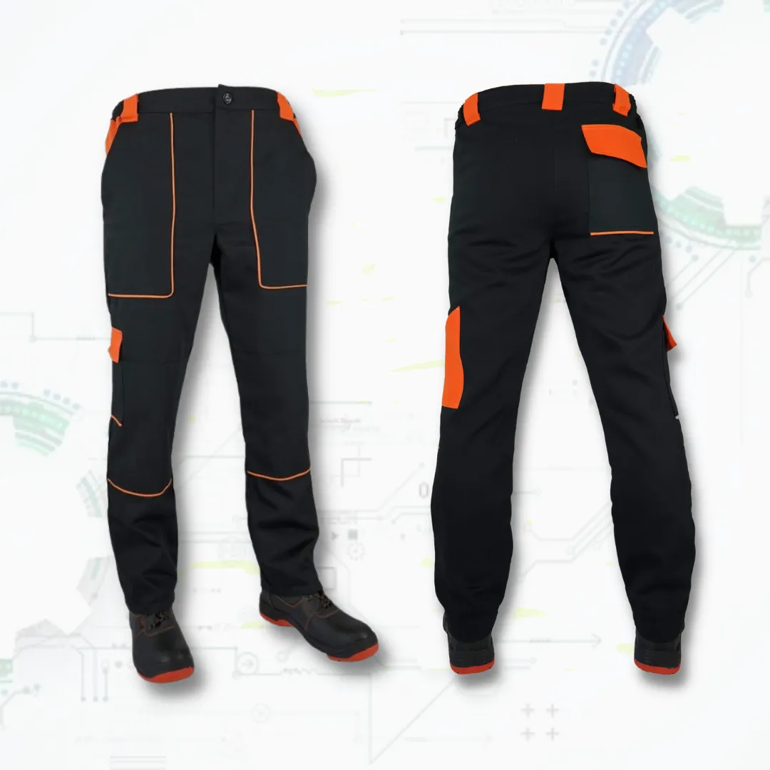 MEX 203-999 Montérkové nohavice do pása SPD (čierná / oranžová)