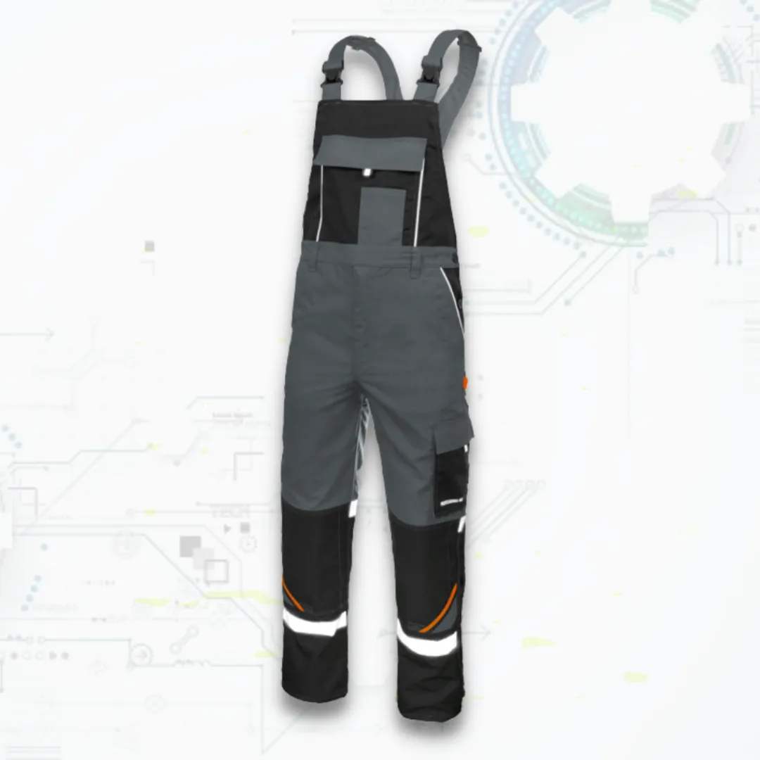 Professional-Ref Grey ORG Montérkové pracovné nohavice na traky (D114)