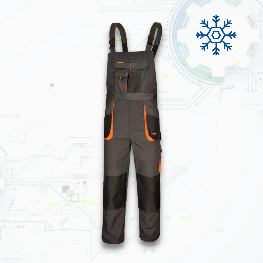 Classic Zimné Montérkové nohavice na traky ORG-W (gráfitová sivá / oranžová)