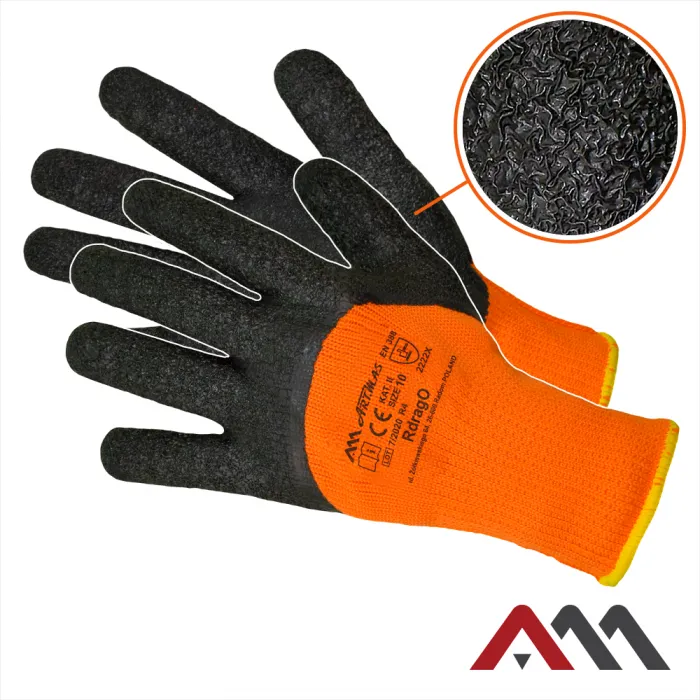 Drag Winter Orange Latex Zimné pracovné rukavice